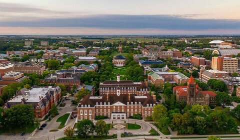 aerial view of the quad